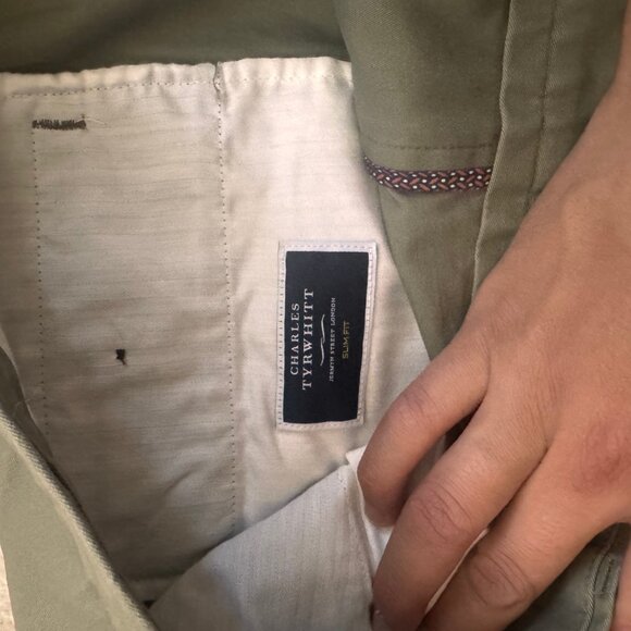 Charles Tyrwhitt Khaki Slim Fit Cotton Stretch Chinos, 38x30 - Picture 7 of 7